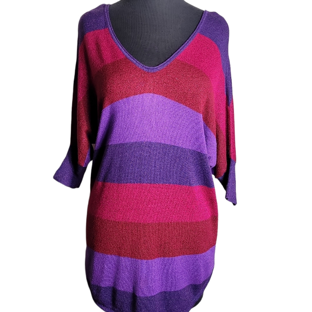 Express v neck dolman sleeve shimmering stripe sweater size medium